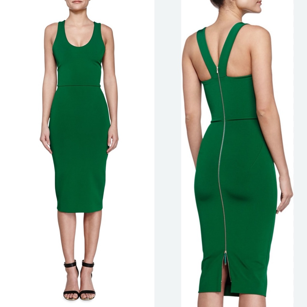 Victoria Beckham Green Midi Dress